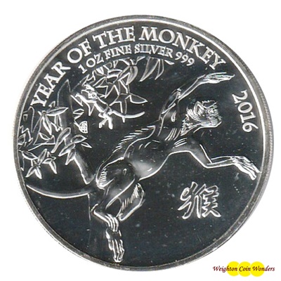 2016 1oz Silver Lunar Year of the MONKEY